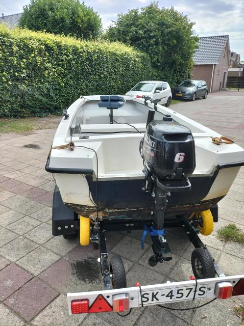 Wato/PC vis/tourboot 4 meter met tra, Watersport en Boten, Vis- en Consoleboten, Gebruikt, 10 tot 30 pk, 3 tot 6 meter, Benzine