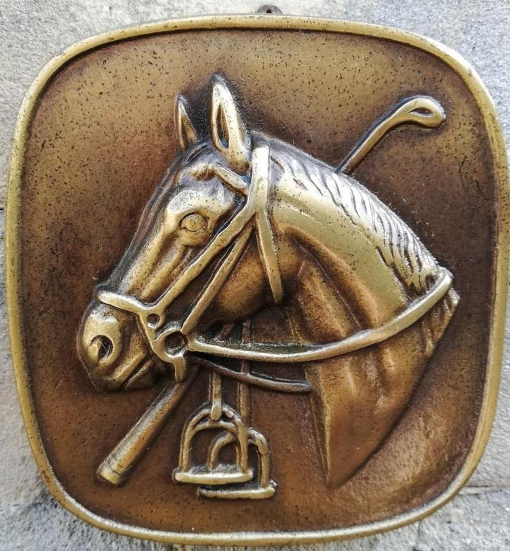 Polo/paard. Plaquette. Brons. Reliëf. Ca '50. 10/11 cm., Antiek en Kunst, Curiosa en Brocante, Ophalen