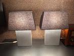 2x schemerlamp met grijs stenen poot en zwarte kap., Ophalen, Zo goed als nieuw, Overige materialen, Minder dan 50 cm