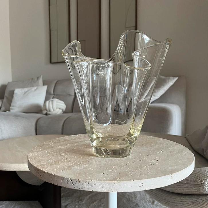 Vintage glazen zakdoek vaas, Antiek en Kunst, Antiek | Glas en Kristal, Ophalen of Verzenden