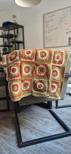 Handgemaakte Gehaakte Plaid - Beige, Groen, Bruinrood, Ophalen of Verzenden