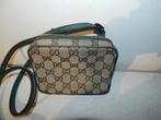 Gucci schoudertasje monogram print groen leer crossbody, Verzenden, Zo goed als nieuw, Overige kleuren, Schoudertasje
