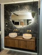 Nova! Massief Eiken Houten Badmeubel waskom gestreept! 140cm, 100 tot 150 cm, 75 cm of meer, Overige typen, Nieuw