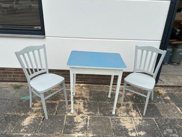 Eethoek / Tafel met 2 stoelen - Blauw/Grijs beschikbaar voor biedingen