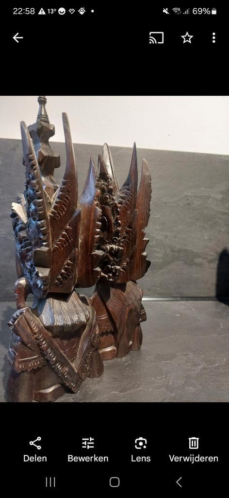 Balinees Houtsnijwerk - Dubbele Figuur, Antiek en Kunst, Kunst | Beelden en Houtsnijwerken, Ophalen