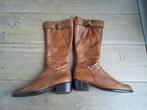Leren laarzen Cognackleur maat 38, Hoge laarzen, Bruin, Ophalen of Verzenden, Gedragen