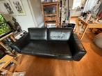 Stijlvolle zwarte leren design bank, Huis en Inrichting, Banken | Bankstellen, Ophalen, Gebruikt, 150 tot 200 cm, Driepersoons