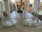 2 grote glazen windlichten, stijlvolle decoratie, Huis en Inrichting, Woonaccessoires | Kandelaars en Kaarsen, Ophalen, Zo goed als nieuw