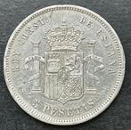 5 peseta 1879/79, Postzegels en Munten, Ophalen of Verzenden, Overige landen, Losse munt, Zilver