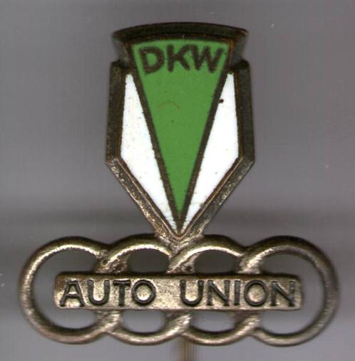 DKW groen/wit email op zilverkleurig auto speldje ( A_254a ), Verzamelen, Speldjes, Pins en Buttons, Nieuw, Speldje of Pin, Transport