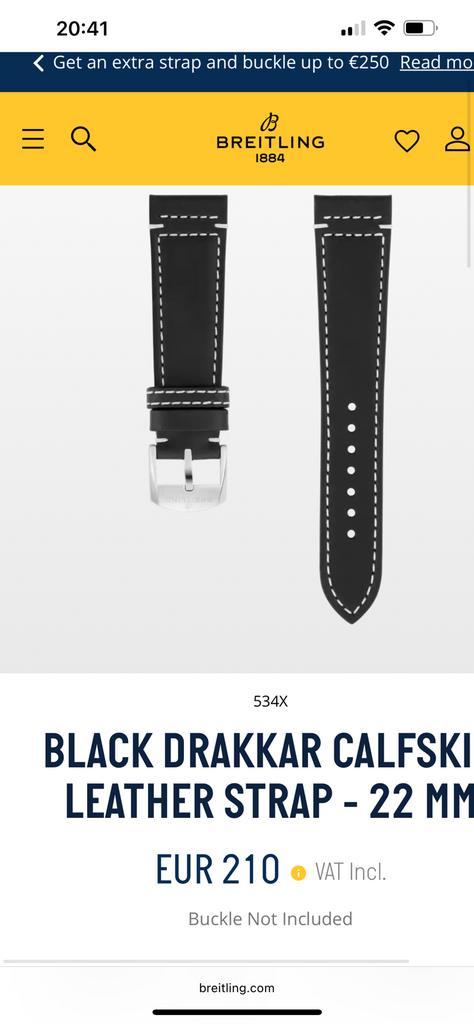 Breitling Navitimer band 534X 22:18 Nieuw, Sieraden, Tassen en Uiterlijk, Horloges | Antiek, Breitling, Staal, 1960 of later, Ophalen