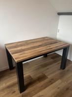 Eetkamertafel Luc - antraciet/eikenkleur, Ophalen, 100 tot 150 cm, Eikenhout, 50 tot 100 cm