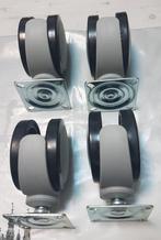 4 - Zwenkwiel 80 kg zilverkleur, loopvlak zwart rubberper, Doe-het-zelf en Verbouw, Zwenkwielen, Ophalen of Verzenden, Zo goed als nieuw