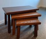 Eikenhouten miniset (3 bijzettafeltjes), Huis en Inrichting, Ophalen, Minder dan 45 cm, Minder dan 55 cm, Zo goed als nieuw