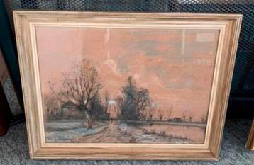 Schilderij aquarel Jan van der Stap voorstelling Delft. beschikbaar voor biedingen