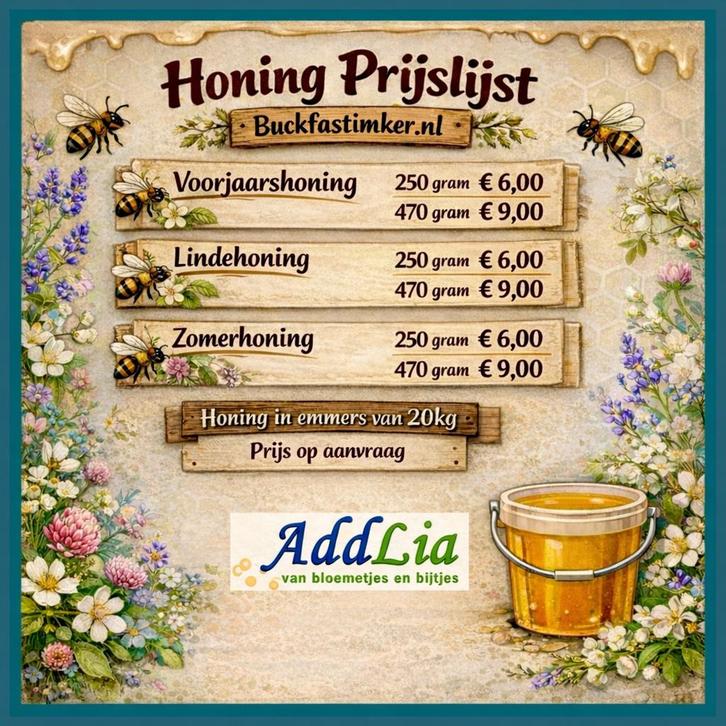 Zuivere honing en bijenproducten uit eigen imkerij., Diversen, Levensmiddelen, Ophalen of Verzenden