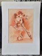 Tango dansen (roodkrijt) tekening., Ophalen of Verzenden