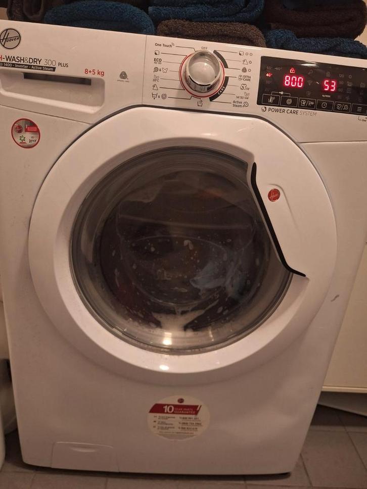 Hoover wascombi 8kg was 5kg drogen (LEES BESCHRIJVING), Witgoed en Apparatuur, Wasmachines, Gebruikt, Voorlader, 6 tot 8 kg, Minder dan 85 cm