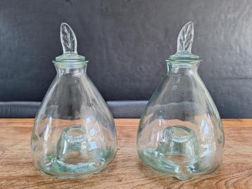 vintage paar glazen wespen vliegen-vanger met stolp h= 30cm beschikbaar voor biedingen