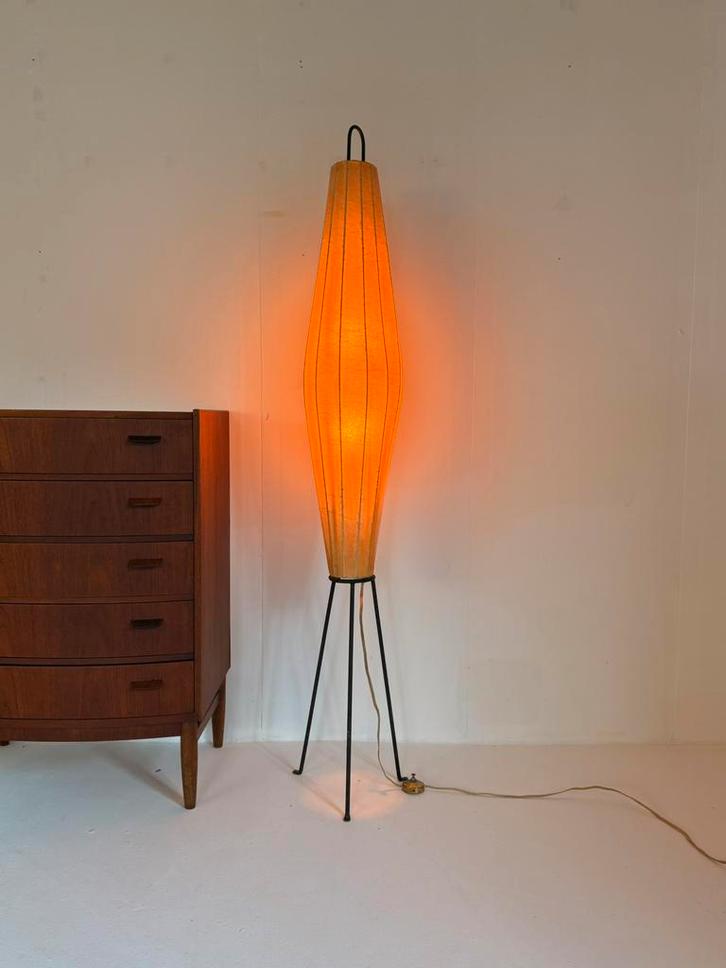 Vintage cocoon vloerlamp ‘Lugano’, H Klingele, Artimeta ‘60, Huis en Inrichting, Lampen | Vloerlampen, Zo goed als nieuw, 150 tot 200 cm