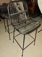 Stijlvolle rotan barkruk, Ophalen, Metaal, Met voetsteun, 60 tot 90 cm