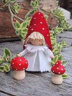 Paddenstoelpopje, Hobby en Vrije tijd, Vilt, Ophalen of Verzenden, Zo goed als nieuw, Figuurtje(s), Wolvilt