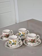 4 espressokopjes met schotels Villeroy en Boch Botanica DE, Ophalen of Verzenden, Zo goed als nieuw, Overige stijlen, Kop(pen) en/of Schotel(s)