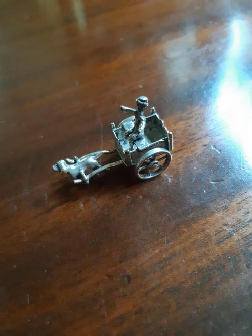 Zilveren miniatuur - hondenkar, Antiek en Kunst, Antiek | Goud en Zilver, Zilver, Ophalen