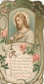 Mooi oud devotieprentje Christus met Kelk en rozen 1908, Verzamelen, Ophalen of Verzenden, Zo goed als nieuw, Kaart of Prent, Christendom | Katholiek