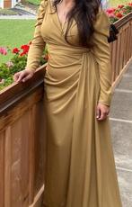 Elegante kaki-gele jurk maat M, Maat 38/40 (M), Geel, Ophalen of Verzenden, Zo goed als nieuw