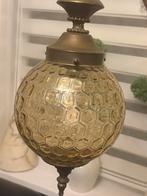 Vintage plafondlamp van getextureerd glas in honinggraatvorm, Ophalen of Verzenden