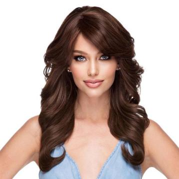 Pruik lang haar met slagen model Phoenix kleur Toasted Pecan beschikbaar voor biedingen