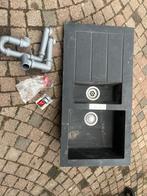 Dubbele spoelbak met afvoerset, Huis en Inrichting, Gebruikt, Zwart, Minder dan 100 cm, 25 tot 50 cm