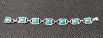 Vintage armband smaragd groen marmer effect lucite, Verzenden, Zo goed als nieuw, Groen, Zilver