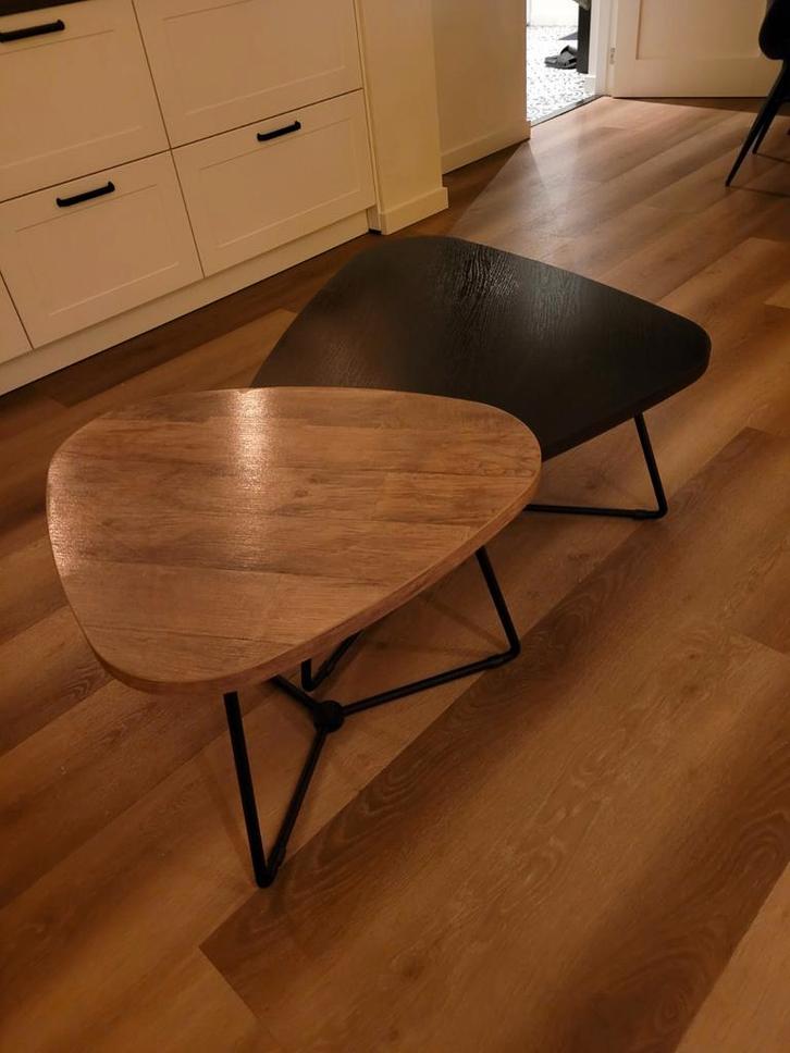 Salontafelset Black/Old Teak - Unieke Set!, Huis en Inrichting, Tafels | Salontafels, Zo goed als nieuw, Minder dan 50 cm, 50 tot 100 cm