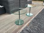 Glazen bijzettafel met RVS frame, Gebruikt, Rond, 55 tot 75 cm, Glas