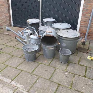 Zinken emmer,  teil , vuilnisemmer, wecketel v.a 10, -  beschikbaar voor biedingen