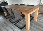 Eettafel massief teakhout, Huis en Inrichting, Tafels | Eettafels, Ophalen, Gebruikt, Teakhout, 200 cm of meer