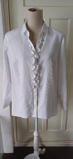 Mooie witte blouse met froezel en zilverrandje, ERFO mt 44, Kleding | Dames, Blouses en Tunieken, Verzenden, Wit, Erfo, Maat 42/44 (L)