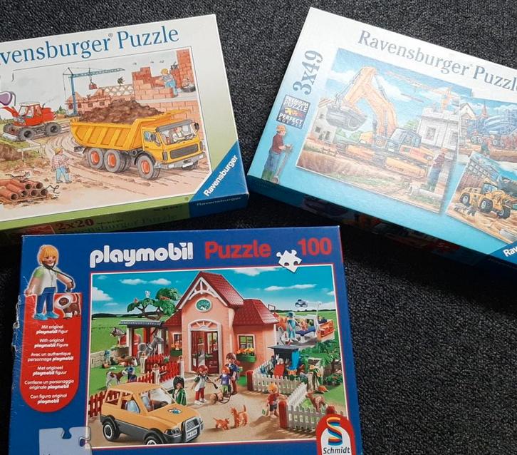 Ravensburger & Playmobil Puzzels - Bouwplaats & Boerderij, Kinderen en Baby's, Speelgoed | Kinderpuzzels, Zo goed als nieuw, 4 tot 6 jaar