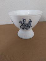 Melkglas voetkom/schaal met historische figuren, Antiek en Kunst, Ophalen of Verzenden