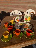 Vintage keramiek koffie/thee servies, fruit design, Ophalen, Gebruikt, Keramiek, Overige stijlen