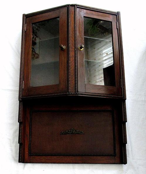 Antieke eikenhouten glazen wandkast., Antiek en Kunst, Antiek | Meubels | Kasten, Ophalen