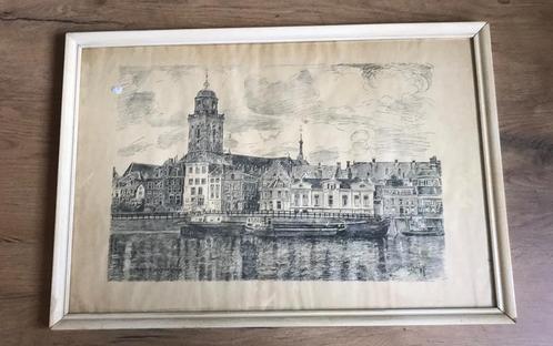 Gezicht op Deventer Jan Wilmink, Antiek en Kunst, Kunst | Tekeningen en Foto's, Ophalen