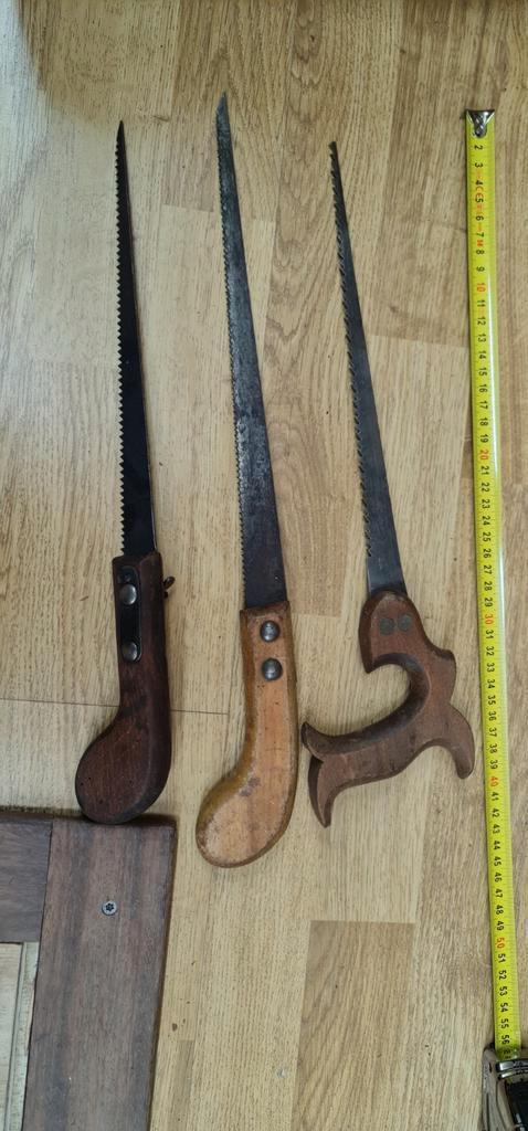 Oude schrobzagen met standaard- en pistoolgreep, Antiek en Kunst, Antiek | Gereedschap en Instrumenten, Ophalen of Verzenden