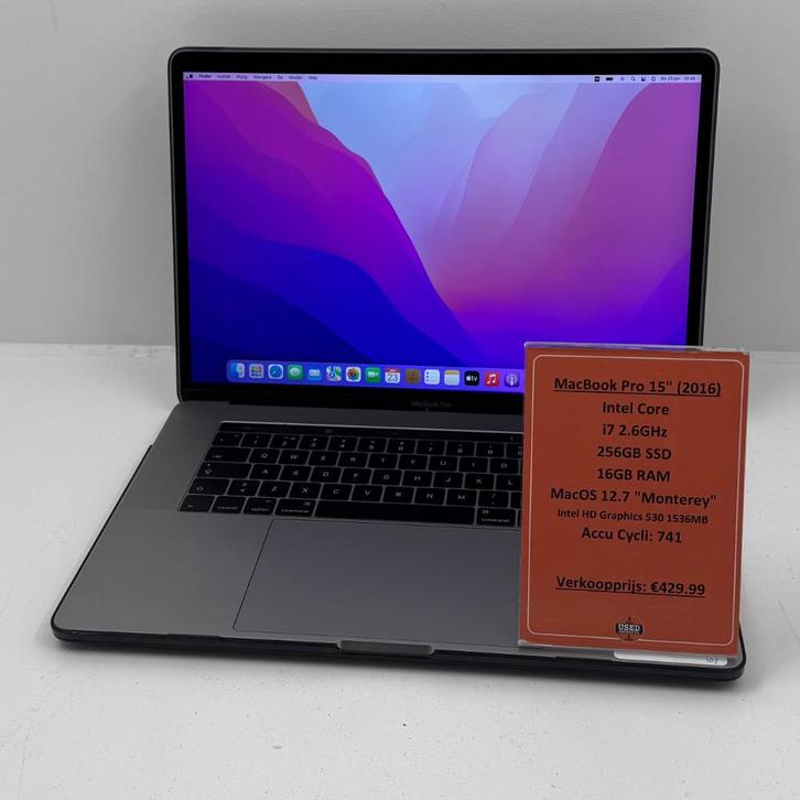 Macbook Pro 2016 15inch laptop | Intel Core i7 2.6GHz, Computers en Software, Apple Macbooks, Gebruikt, MacBook Pro, 15 inch, 2 tot 3 Ghz