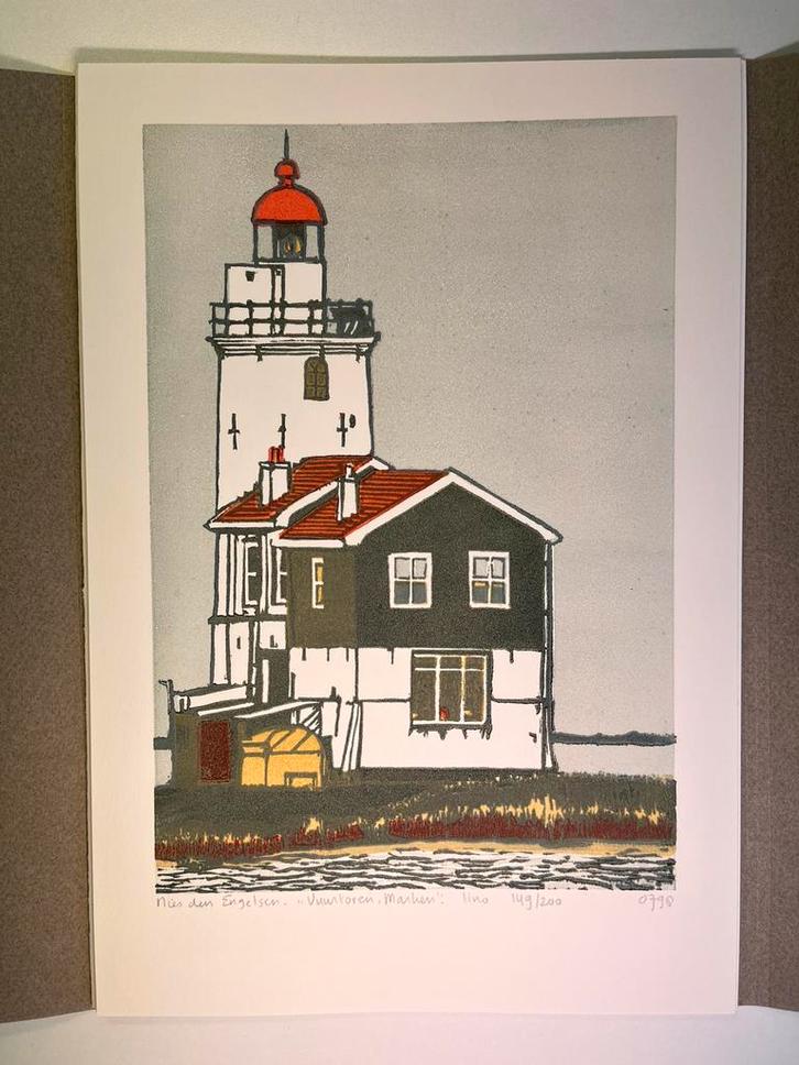 4 Linosnedes Nies den Engelsen, Antiek en Kunst, Kunst | Schilderijen | Modern, Ophalen of Verzenden