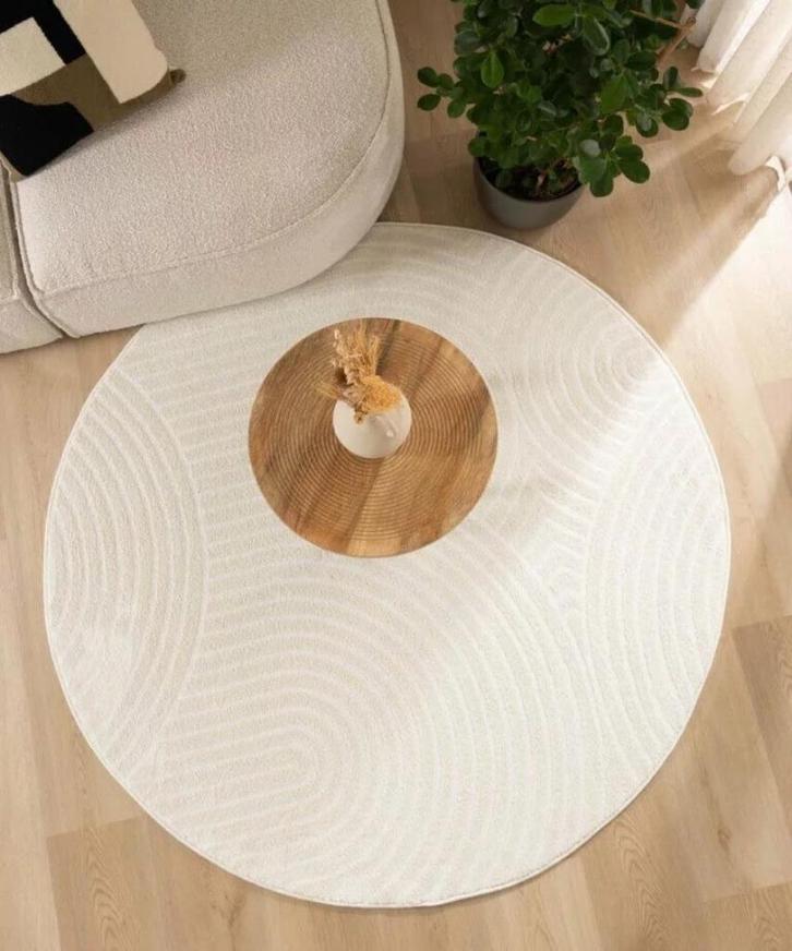 Rond vloerkleed Scandinavisch – Crème 300 cm nieuw, Huis en Inrichting, Stoffering | Tapijten en Kleden, Nieuw, 200 cm of meer