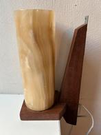 Wandlamp Onyx met houten houder, Ophalen of Verzenden, Gebruikt, Minder dan 50 cm