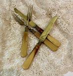 Set van antieke koperen mesjes (12 st.) en vorkjes (12 st.), Ophalen of Verzenden